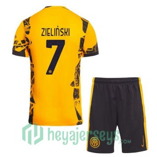 Inter Milan (ZIELIŃSKI 7) Kids Third Soccer Jerseys Yellow 2024/2025