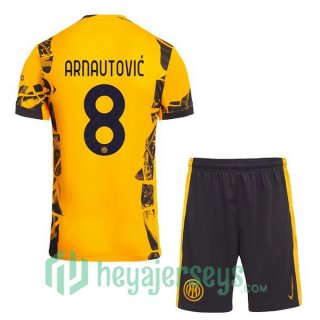 Inter Milan (ARNAUTOVIĆ 8) Kids Third Soccer Jerseys Yellow 2024/2025