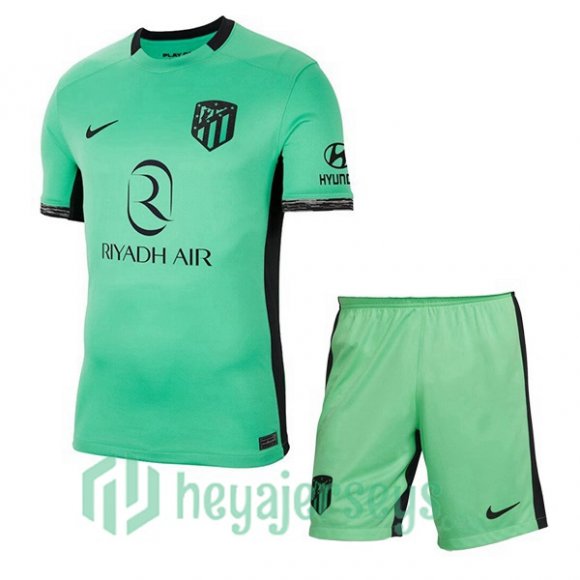 Atletico Madrid Kids Third Soccer Jerseys Green 2023/2024