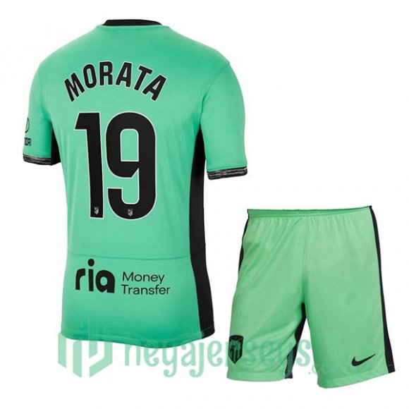 Atletico Madrid (Morata 19) Kids Third Soccer Jerseys Green 2023/2024