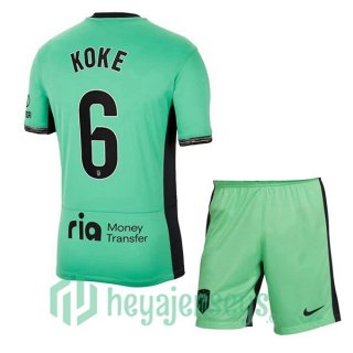 Atletico Madrid (Koke 6) Kids Third Soccer Jerseys Green 2023/2024