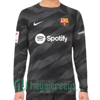 FC Barcelona Goalkeeper Soccer Jerseys Long Sleeve Black 2023/2024