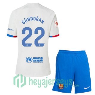 FC Barcelona (GÜNDOĞAN 22) Kids Away Soccer Jerseys White 2023/2024