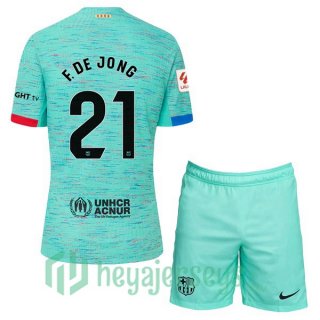 FC Barcelona (F. DE JONG 21) Kids Third Soccer Jerseys Green 2023/2024