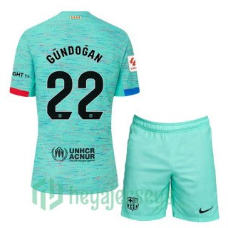 FC Barcelona (GÜNDOĞAN 22) Kids Third Soccer Jerseys Green 2023/2024