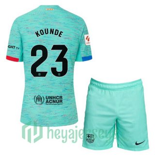 FC Barcelona (KOUNDE 23) Kids Third Soccer Jerseys Green 2023/2024