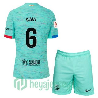 FC Barcelona (GAVI 6) Kids Third Soccer Jerseys Green 2023/2024