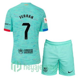 FC Barcelona (FERRAN 7) Kids Third Soccer Jerseys Green 2023/2024