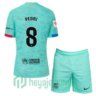 FC Barcelona (PEDRI 8) Kids Third Soccer Jerseys Green 2023/2024
