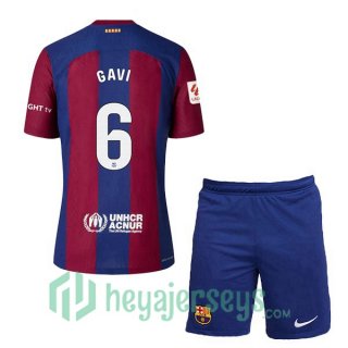 FC Barcelona (GAVI 6) Kids Home Soccer Jerseys Blue Red 2023/2024
