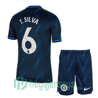 FC Chelsea (T. Silva 6) Kids Away Soccer Jerseys Blue 2023/2024