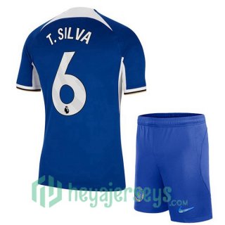 FC Chelsea (T. Silva 6) Kids Home Soccer Jerseys Blue 2023/2024