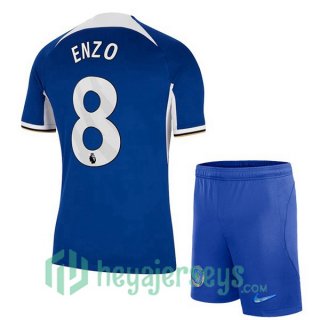 FC Chelsea (Enzo 8) Kids Home Soccer Jerseys Blue 2023/2024