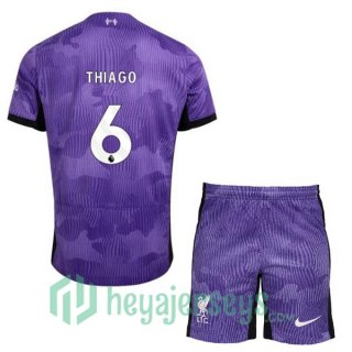 FC Liverpool (THIAGO 6) Kids Third Soccer Jerseys Purple 2023/2024