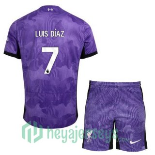 FC Liverpool (LUIS DÍAZ 7) Kids Third Soccer Jerseys Purple 2023/2024