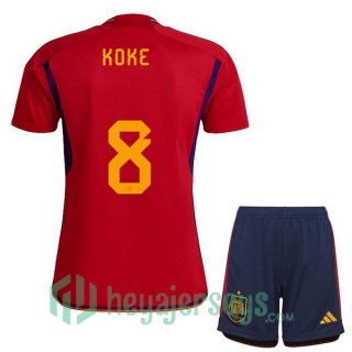 Spain (KOKE 8) Kids Home Jersey Red 2023/2023