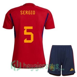 Spain (SERGIO 5) Kids Home Jersey Red 2023/2023