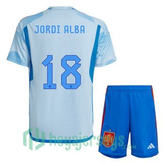 Spain (JORDI ALBA 18) Kids Away Jersey Blue White 2023/2023