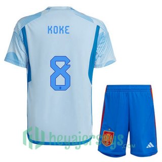 Spain (KOKE 8) Kids Away Jersey Blue White 2023/2023