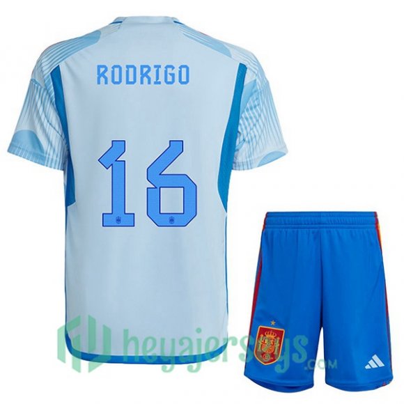 Spain (RODRIGO 16) Kids Away Jersey Blue White 2023/2023