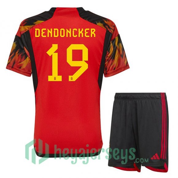 Belgium (DENDONCKER 19) Kids Home Jersey Red 2023/2023