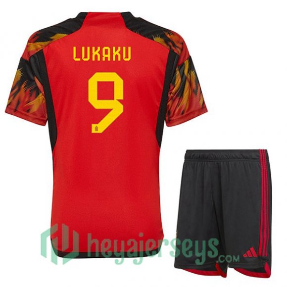 Belgium (LUKAKU 9) Kids Home Jersey Red 2023/2023