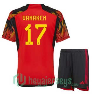 Belgium (VANAKEN 17) Kids Home Jersey Red 2023/2023