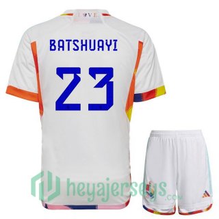 Belgium (BATSHUAYI 23) Kids Away Jersey White 2023/2023