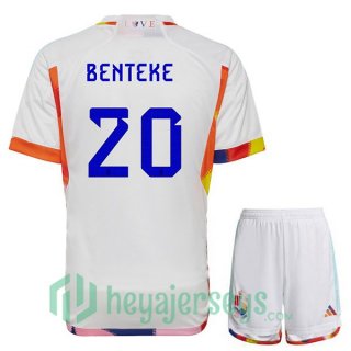 Belgium (BENTEKE 20) Kids Away Jersey White 2023/2023