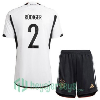 Germany (RÜDIGER 2) Kids Home Jersey Black White 2023/2023