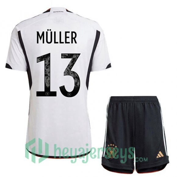 Germany (MÜLLER 13) Kids Home Jersey Black White 2023/2023
