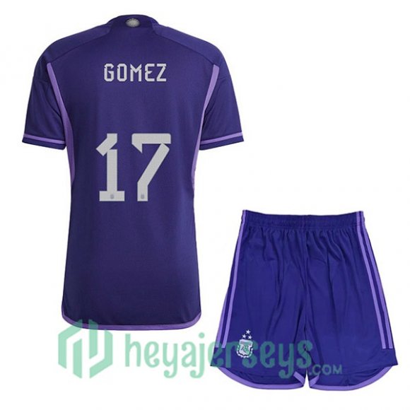 Argentina (GOMEZ 17) 3 Stars Kids Soccer Jersey Away Purple 2022/2023