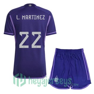 Argentina (L. MARTINEZ 22) 3 Stars Kids Soccer Jersey Away Purple 2022/2023