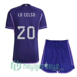 Argentina (MAC ALLISTER 20) 3 Stars Kids Soccer Jersey Away Purple 2022/2023
