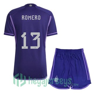 Argentina (ROMERO 13) 3 Stars Kids Soccer Jersey Away Purple 2022/2023