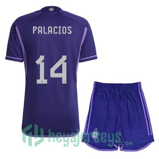 Argentina (PALACIOS 14) 3 Stars Kids Soccer Jersey Away Purple 2022/2023