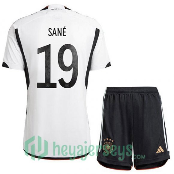 Germany (SANÉ 19) Kids Home Jersey Black White 2023/2023