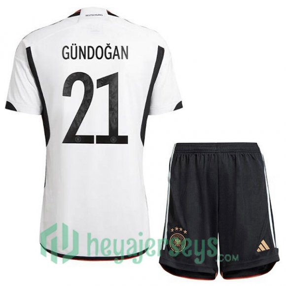 Germany (GÜNDOGAN 21) Kids Home Jersey Black White 2023/2023