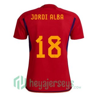 Spain (JORDI ALBA 18) Home Jersey Red 2023/2023