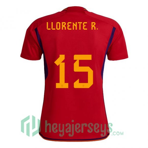 Spain (LLORENTE R. 15) Home Jersey Red 2023/2023