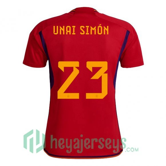 Spain (UNAI SIMÓN 23) Home Jersey Red 2023/2023