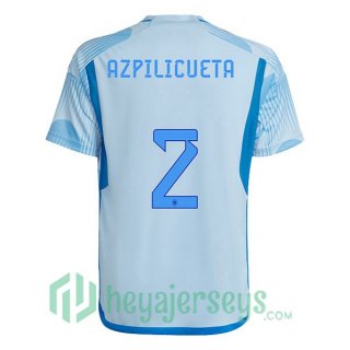 Spain (AZPILICUETA 2) Away Jersey Blue White 2023/2023