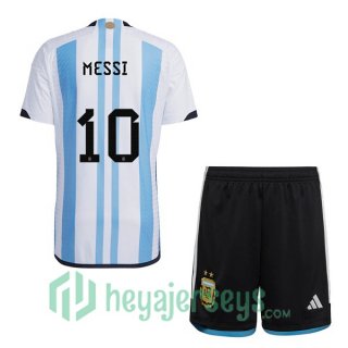Argentina (MESSI 10) Kids Home Jersey Blue White 2023/2023