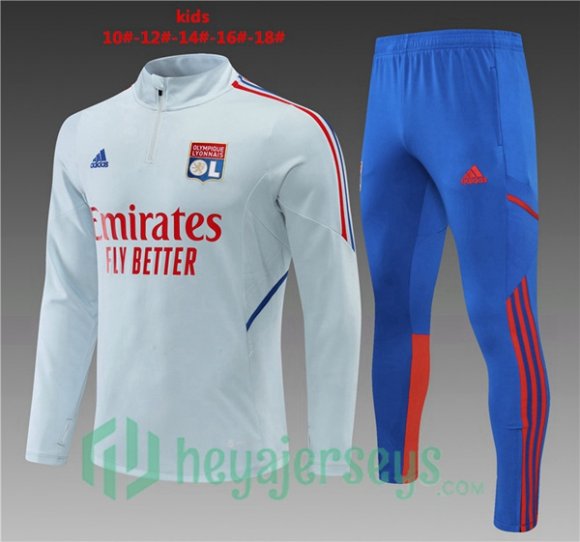 Olympique Lyon Kids Training Tracksuit Grey 2022/2023