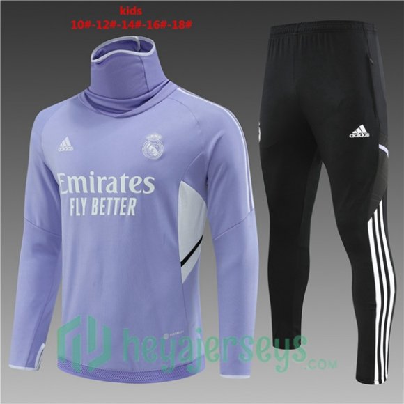 Real Madrid High collar Kids Training Tracksuit Purple 2022/2023