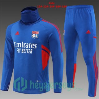 Olympique Lyon High collar Kids Training Tracksuit Blue 2022/2023