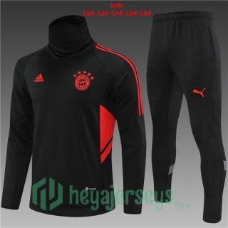 Bayern Munich High collar Kids Training Tracksuit Black 2022/2023