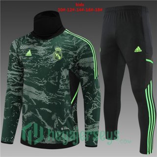 Real Madrid High collar Kids Training Jacket Suit Green 2022/2023