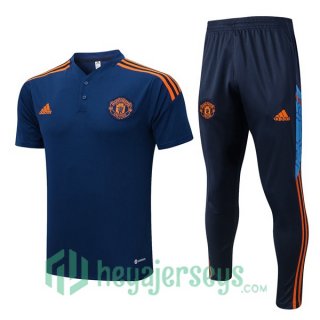 Manchester United Polo Jersey + Pants Royal Blue 2022/2023