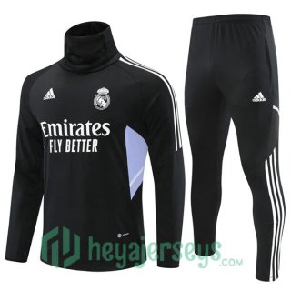 Real Madrid High collar Training Tracksuit Black 2022/2023